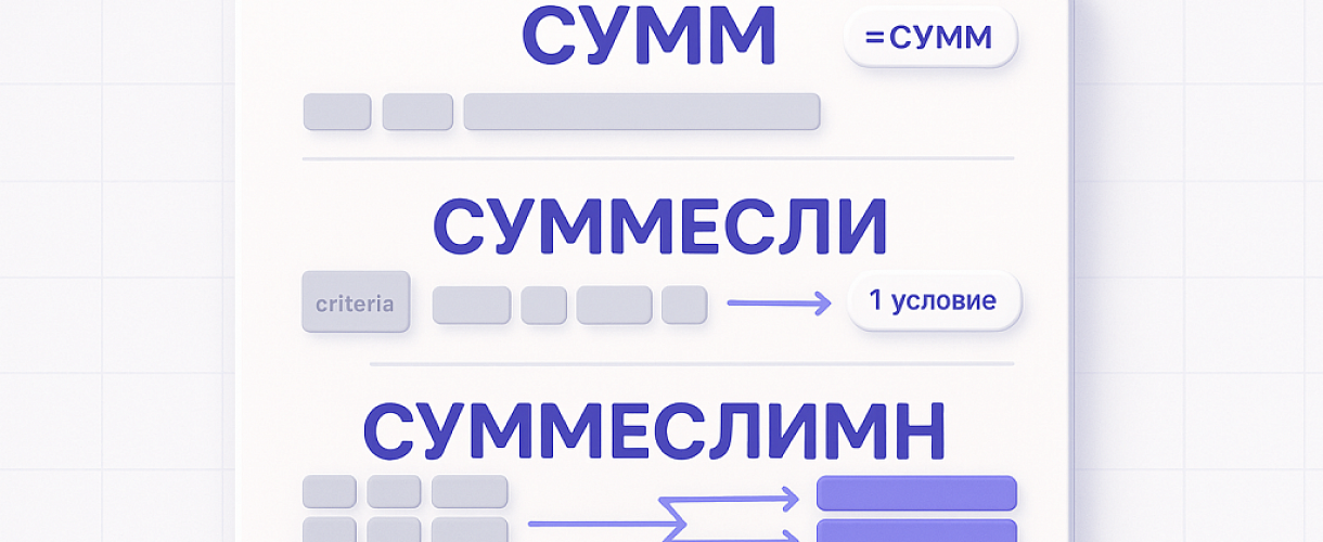 СУММ, СУММЕСЛИ, СУММЕСЛИМН в Excel — что выбрать и когда